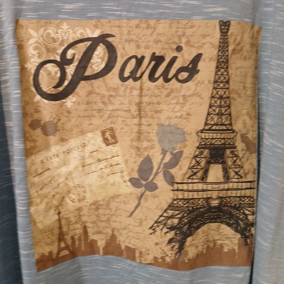 Sugar & Diamonds Blue Paris Hi Lo T-shirt Size 3x Fits‎ Like 2X NWOT! - Picture 2 of 6